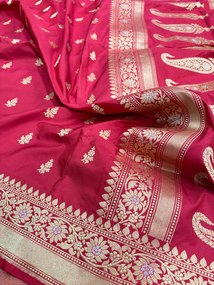 Pure Banarasi Katan Silk Saree with Beautiful Kadwa Meenakari Work