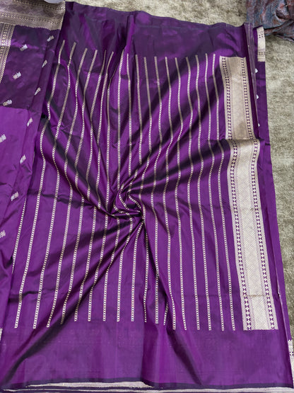 Pure Katan Silk Banarasi Handwoven Saree with Rupa Sona Buti Weaving