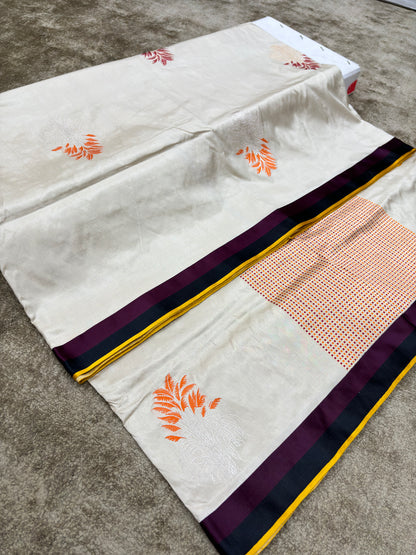 Banarasi Pure Katan Silk Kadhwa Minakari Buta Saree with Satin Border