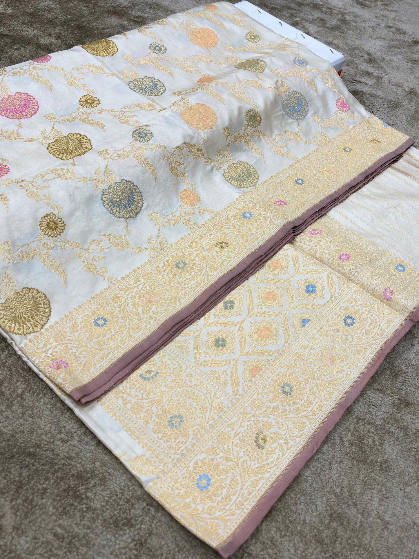 PURE KATAN SILK IVORY ULTRA ALLOVER TILFI MINAKARI JAAL 