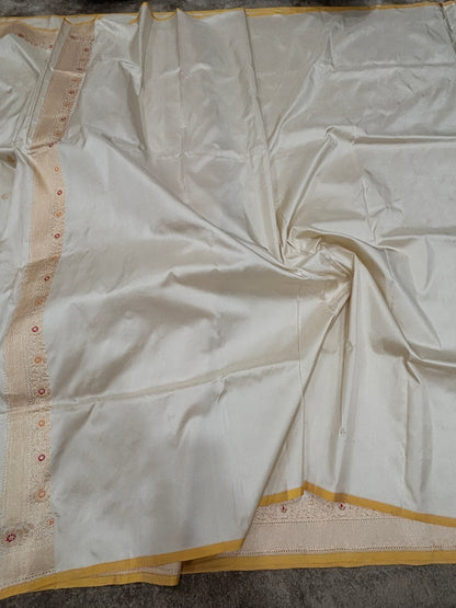 TRADITIONAL BANARASI PURE KATAN SILK ULTRA RICH COLOUR COMBINATION BUTI WEAVING WITH ALLOVER MINAKARI IN BORDER AND PALLU