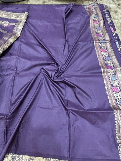 Pure Banarasi Katan Silk Saree with Rich Kadhwa Pallu and Minakari Jaal Weaving