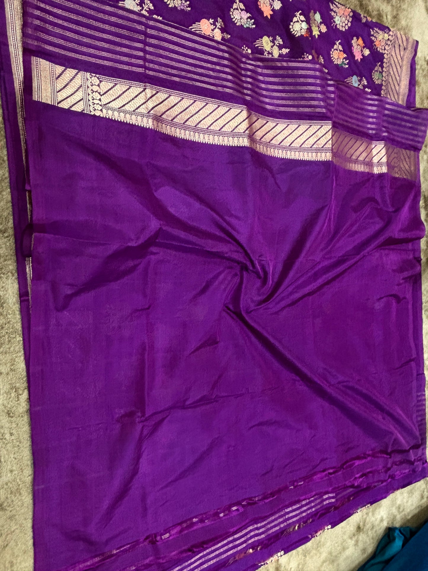 Purple Traditional Banarasi pure KATAN silk TILFI BUTA JAAL weaving saree