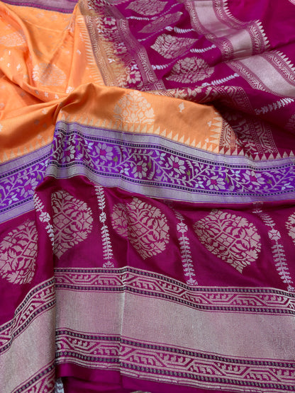 Banarasi Ektara Kadhiyal Border & Pallu Katan Silk Saree