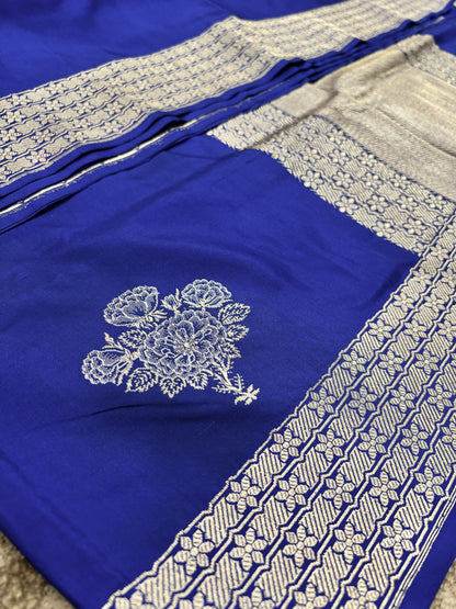 Ektara Blue Pure Katan Silk Shaded Buta motif Saree