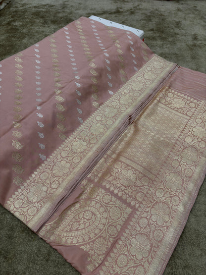 PURE KATAN SILK NILAMBARI BUTI JAAL WEAVING SAREE HANDLOOM KADHWA WEAVE 