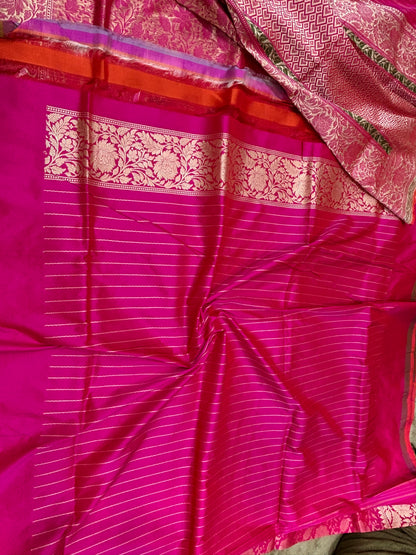 PURE KATAN SILK BANARASI HANDLOOM KADHWA PALLU AND BORDER BROCADE SAREE