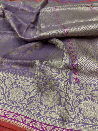 Traditional Banarasi Pure Katan Silk Tanchoi with Kadhwa Weave