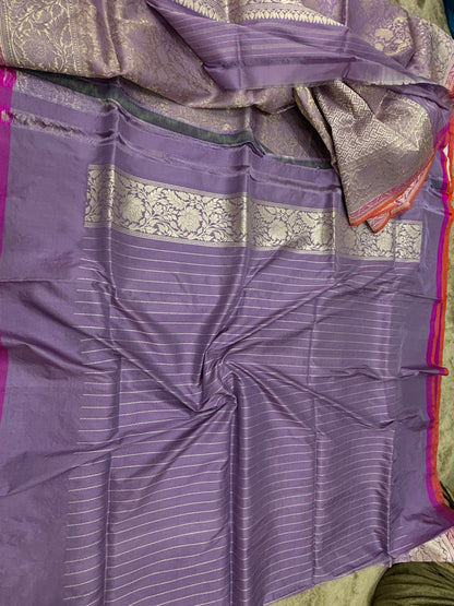 Traditional Banarasi Pure Katan Silk Tanchoi with Kadhwa Weave