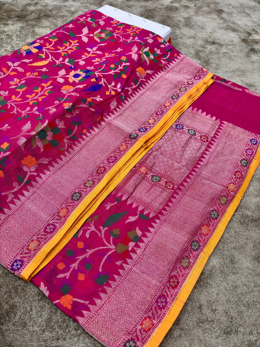 PURE COTTON JAMDANI INSPIRED HANDLOOM CUTWORK WEAVING SAREW WITH MINAKARI JAAL