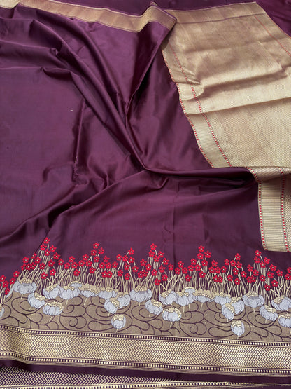 Ultra soft PURE SATIN SILK BANARASI KADHWA MINAKARI BORDER 