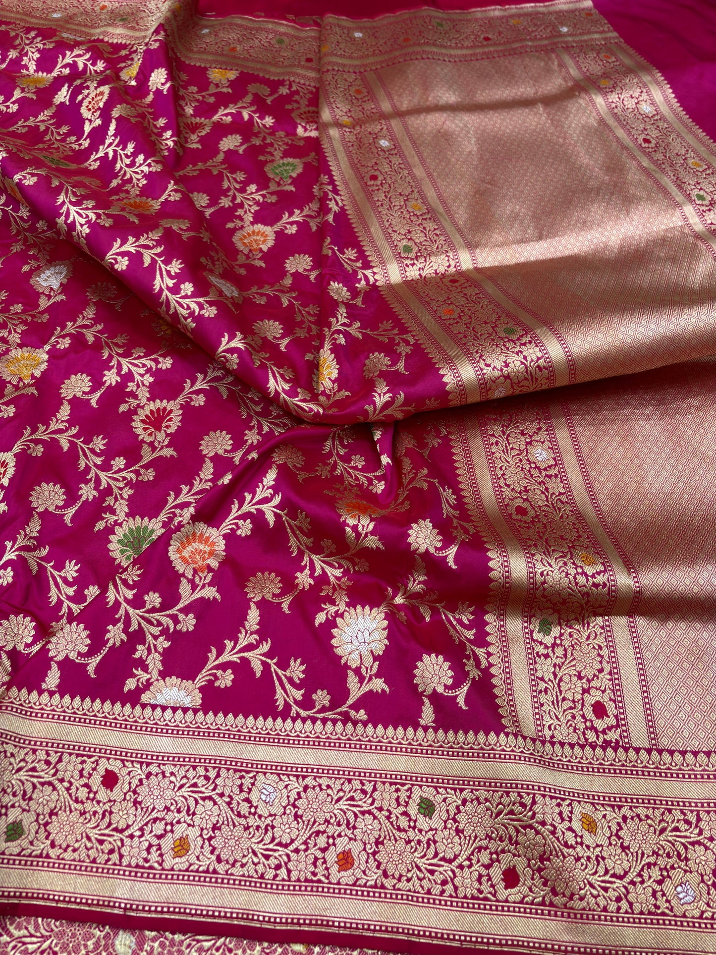 Pure Banarasi Katan Silk Minakari Kadhwa Jaal Weaving Saree