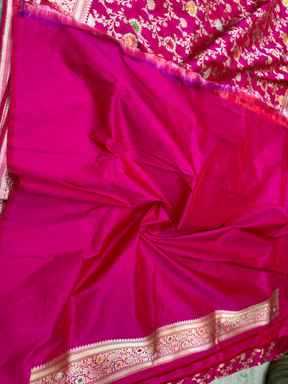 Pure Banarasi Katan Silk Minakari Kadhwa Jaal Weaving Saree