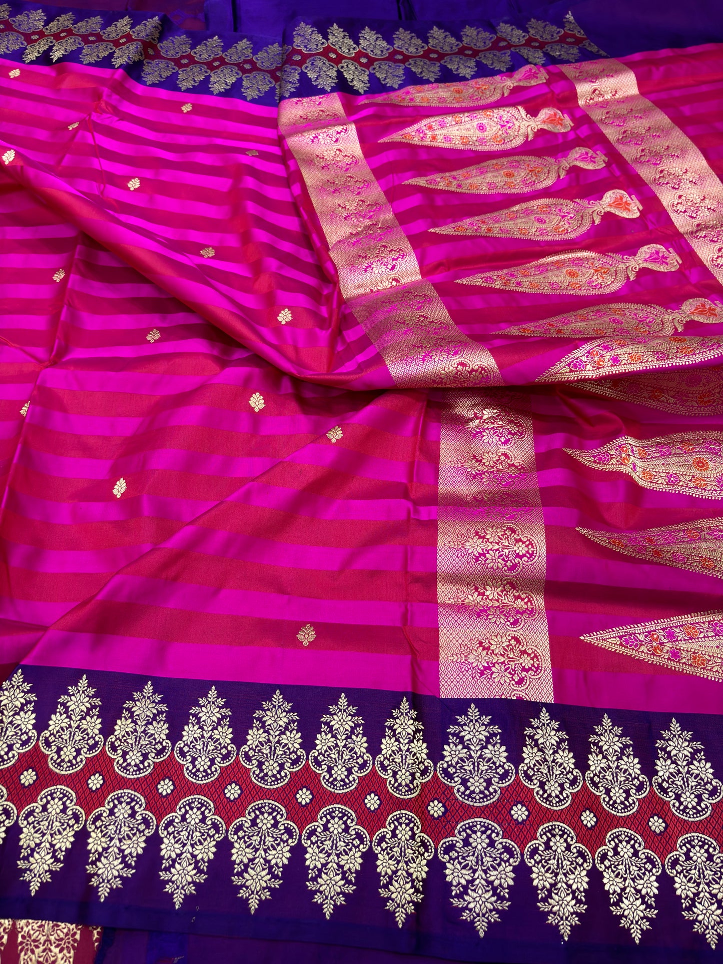 Pure Banarasi Katan Silk Saree with Ultra-Rich Kadhwa Pallu and Satin Border