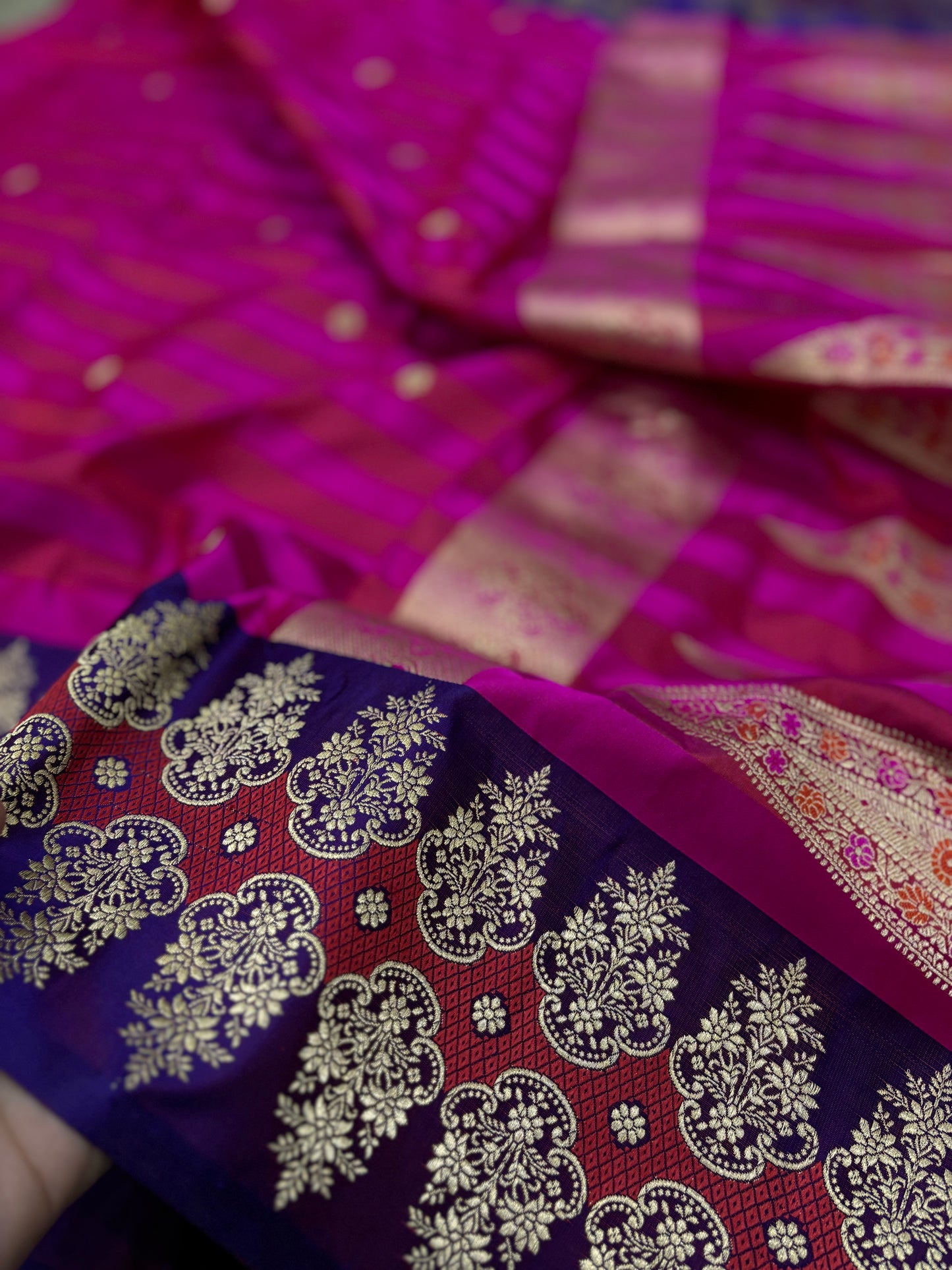 Pure Banarasi Katan Silk Saree with Ultra-Rich Kadhwa Pallu and Satin Border