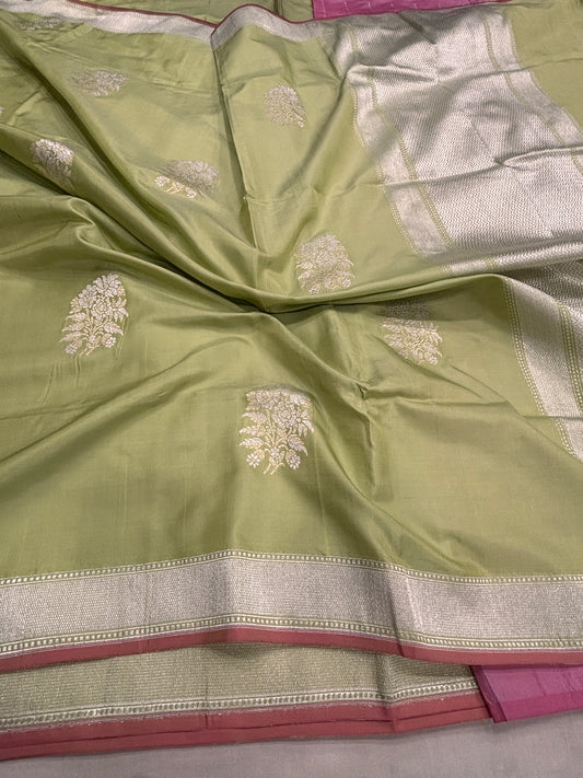 Pure Banarasi Handloom Ektara  Katan Silk saree with Sona Rupa Buta Work