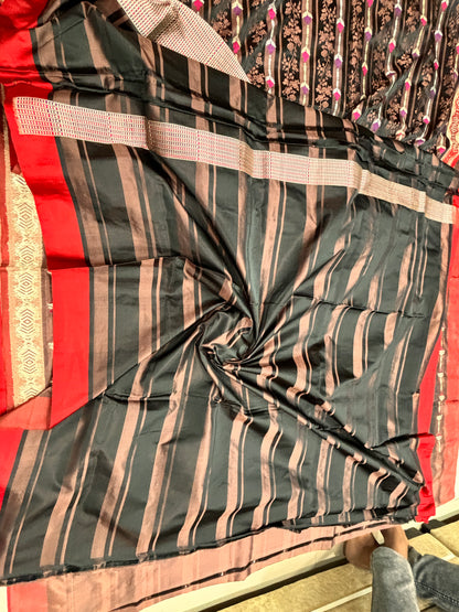 Pure Satin Silk Tanchoi in kadhwa Weave Saree