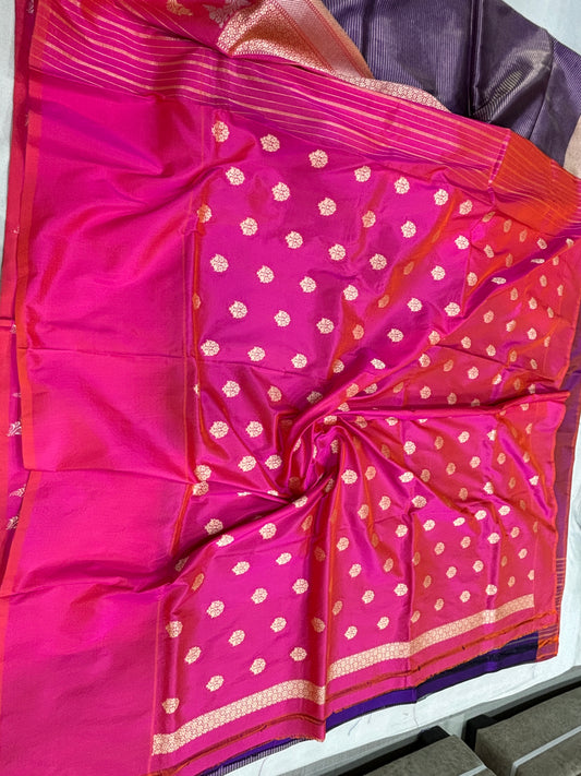 PURE KATAN SILK BANARASI HANDLOOM DESIGNER BORDER SAREE 