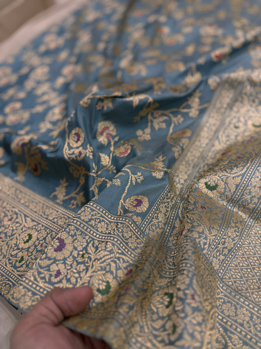 Pure Banarasi Katan Silk With allover Meenakari