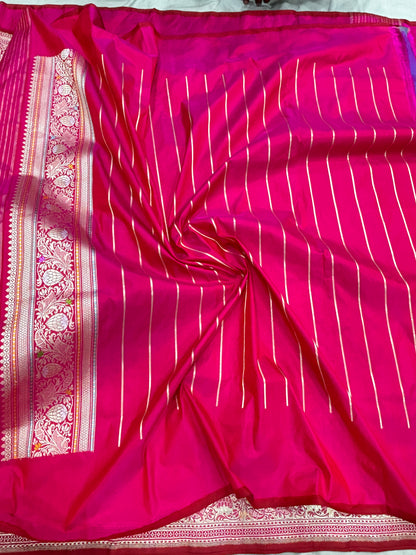 Pure Katan Silk Banarasi Handloom allover Meenakari Kadhwa Weave Saree