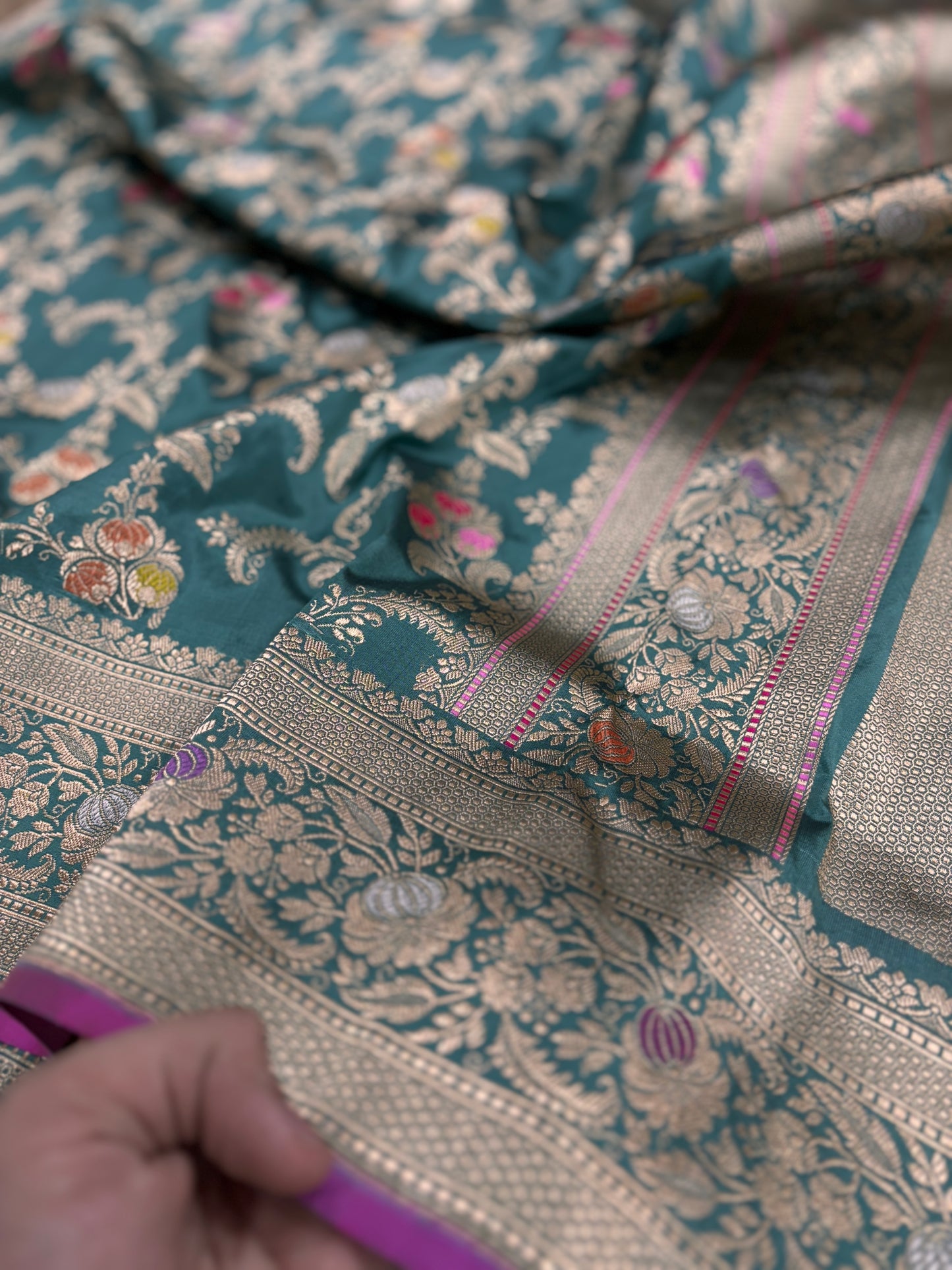 Pure katan Banarasi Saree With meenakari and jaal work