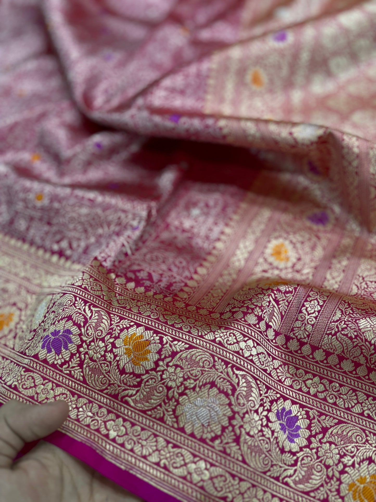 mughal pure brocaed katan silk with meenakari work saree