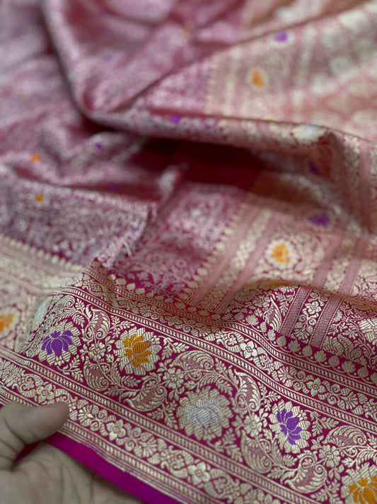 mughal pure brocaed katan silk with meenakari work saree