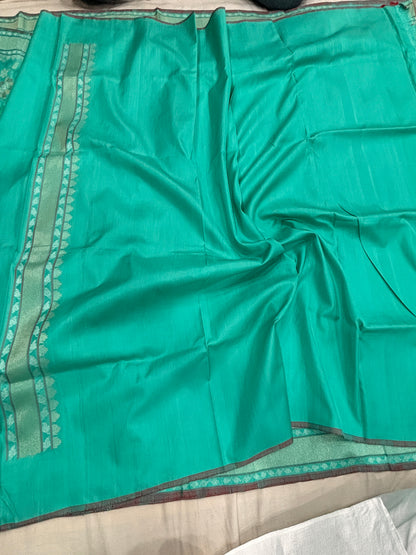 Pure Banarasi katan silk saree with real silver jari work