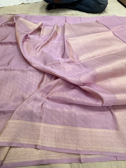 Pink tissue katan Ektara silk saree with tanchoi Texture