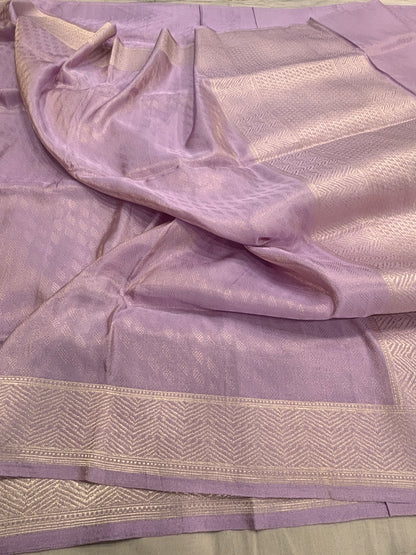 Pink tissue katan Ektara silk saree with tanchoi Texture